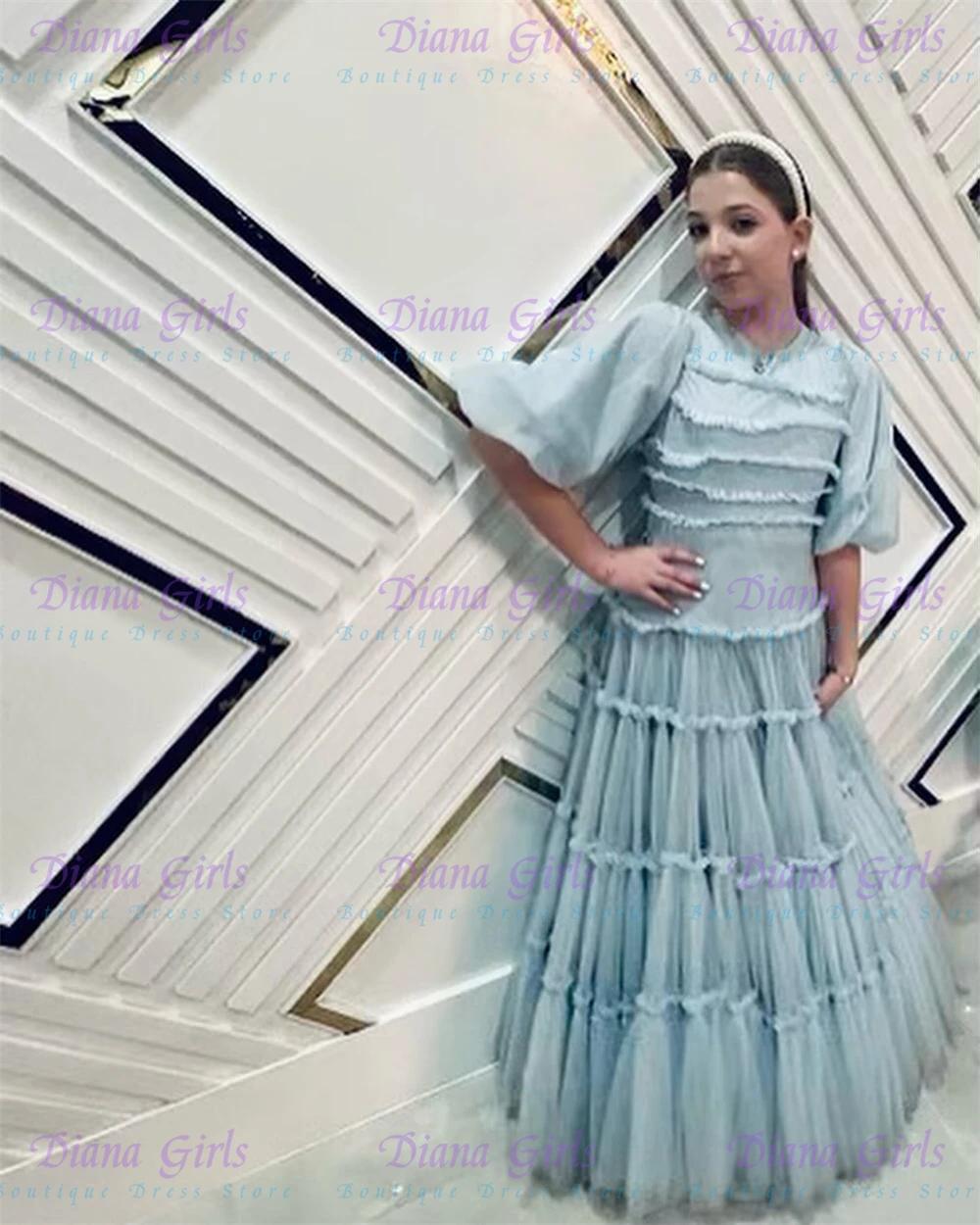 Elegant Quality Light Blue Flo - Toddler Girl Tulle Party Dress review and price