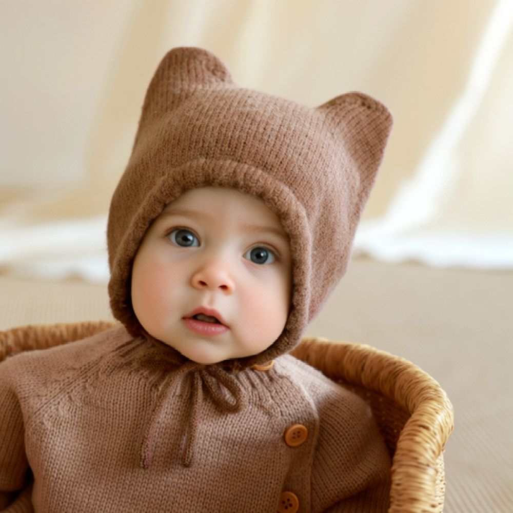 Winter Knitted Baby Bonnet War - Infant Beanie Hat With Ears review and price